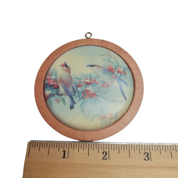 Hallmark Cedar Waxwing Christmas Ornament 1986 Wildlife Collection Wood & Glass - Picture 5 of 5